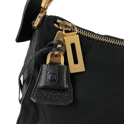 PRADA Triangle Logo Padlock Shoulder bag Black Vintage diw6aj