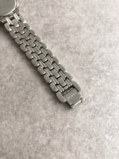 Yves Saint Laurent YSL Logo Quartz Watch Silver 6031-G11866 Vintage xegtmu
