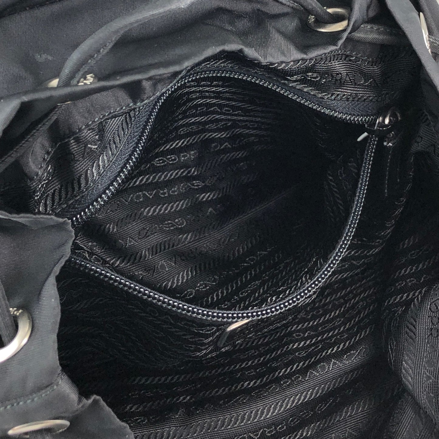 PRADA Tessuto Triangle Logo Front Buckle Front Pocket  Backpack Black Vintage 6abvn2