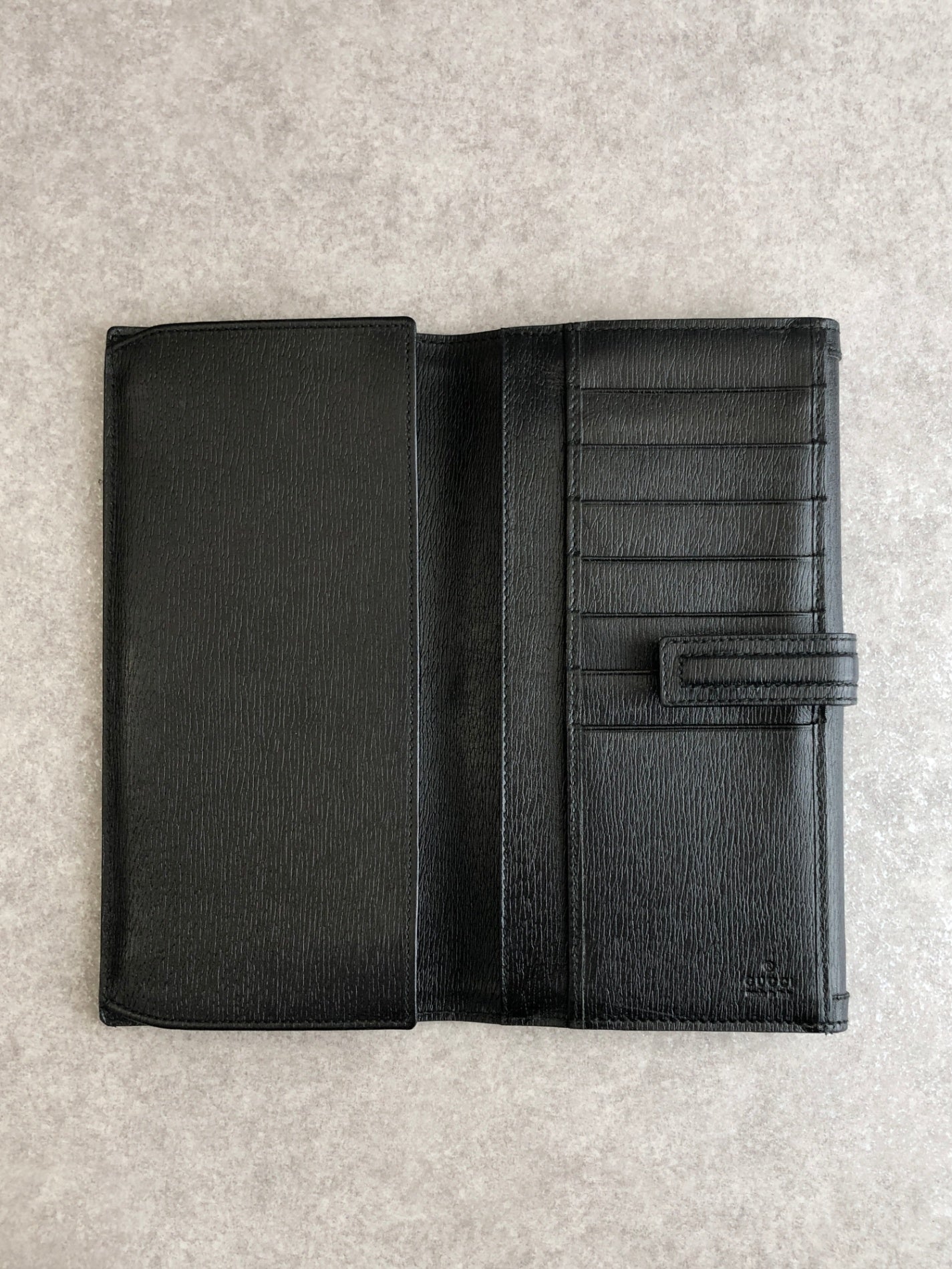 GUCCI Logo Long Wallet Black Vintage dyaswj