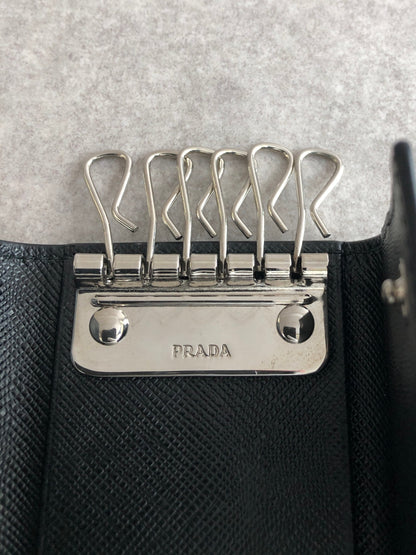 PRADA Logo Key Case Black Vintage rrb4c7