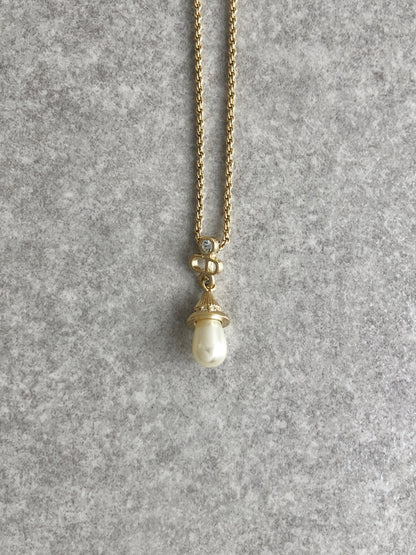 Christian Dior CD Logo Necklace Gold Vintage 5sf6cg