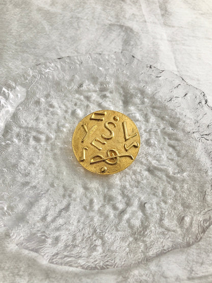 Yves Saint Laurent Logo Motif  Brooch Gold Vintage 37uc8r