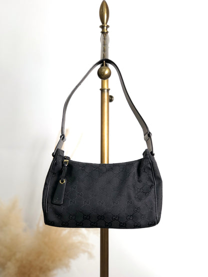 GUCCI GG Canvas Shoulder bag Black Vintage xi6jhz