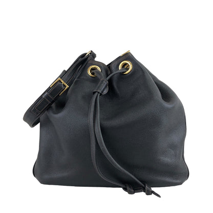 LOEWE Anagram Drawstring Shoulder bag Black Vintage xem44m