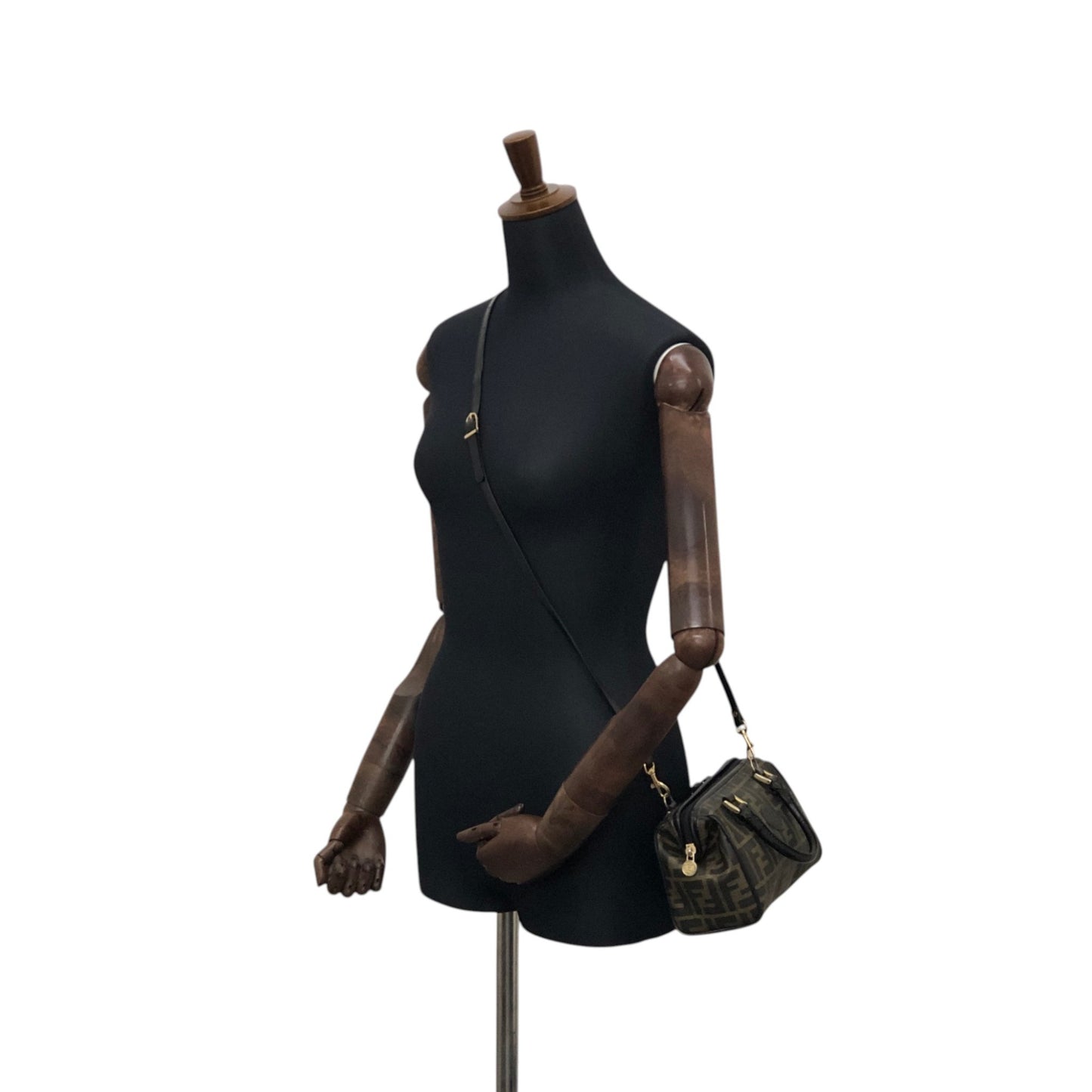 FENDI Zucca Logo Two-way Small Boston bag Shoulder bag Black Vintage v4wjj7