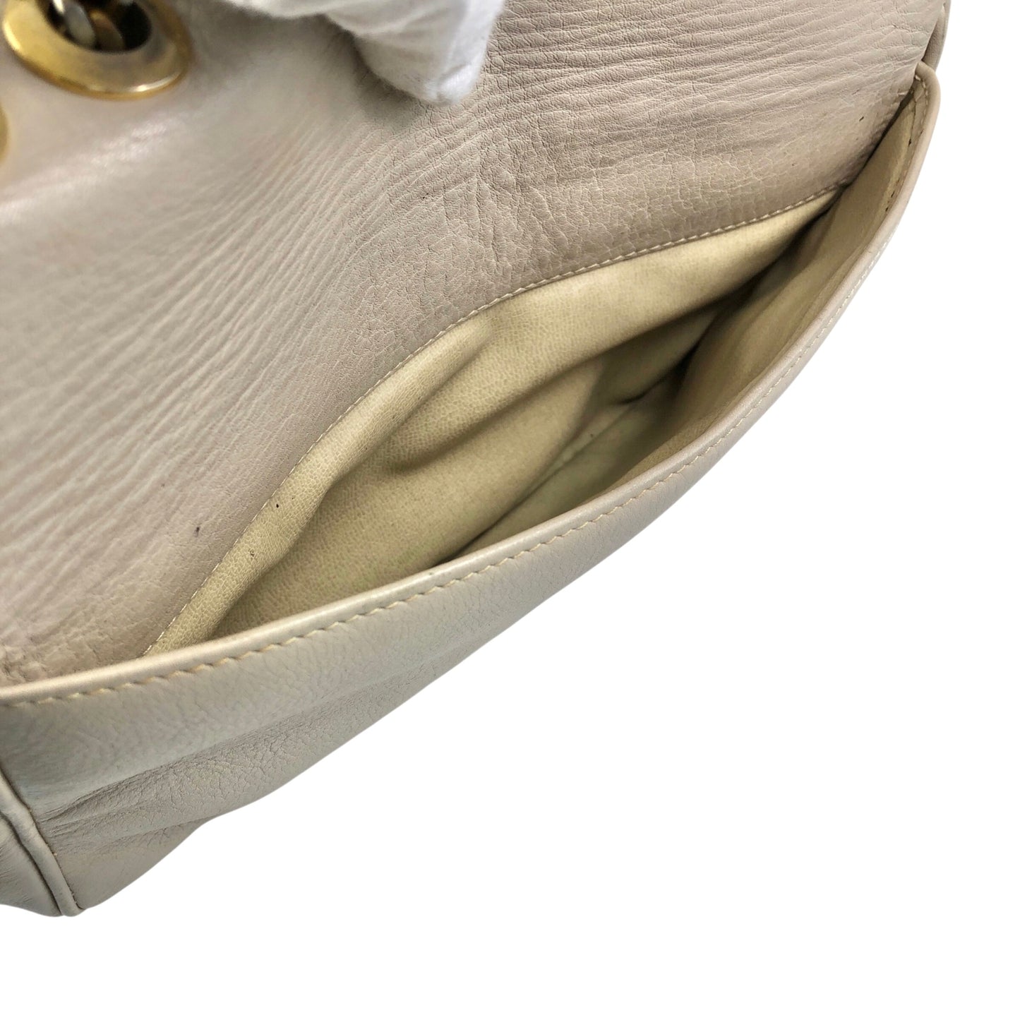 CELINE Triomphe Chain Shoulder bag Beige Vintage em4s7t