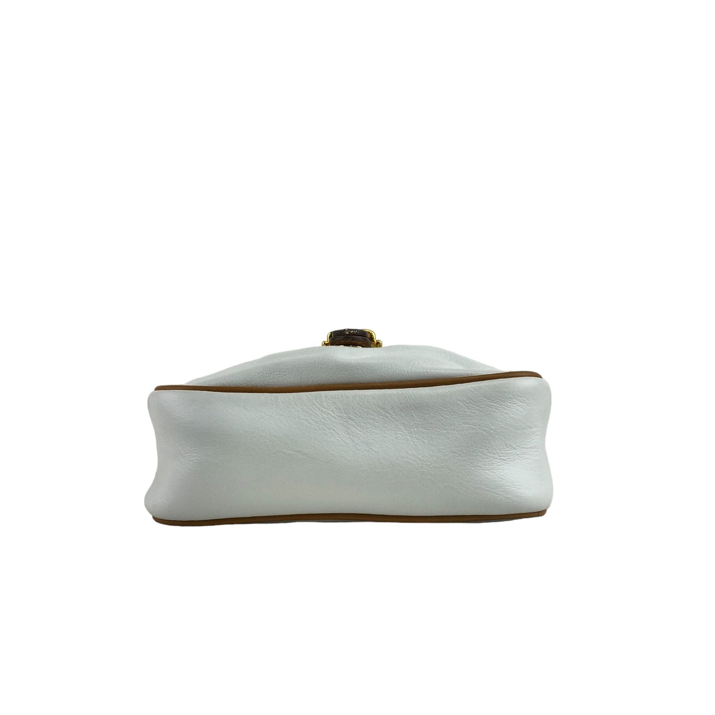 CELINE Blason Front Buckle Shoulder bag White Vintage hzne27