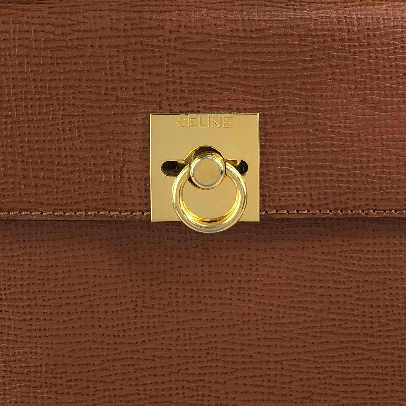CELINE Gancini Two-way Handbag Shoulder bag Brown Vintage er5nhw
