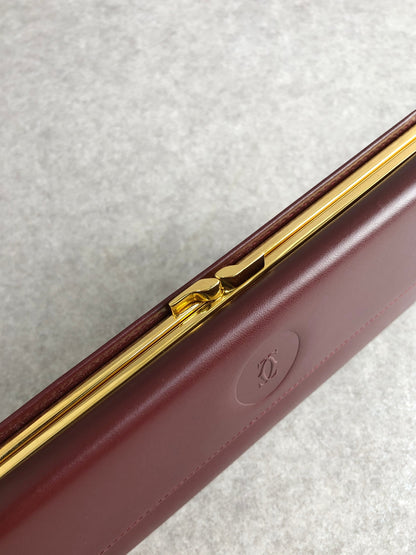 Cartier Logo Embossed Long Wallet Bordeaux Vintage shhgrp