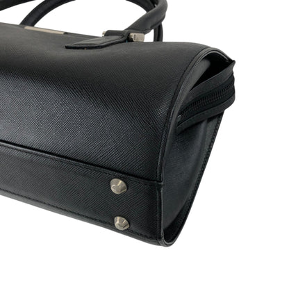 BURBERRY Logo Small Boston bag Handbag Black Vintage 56f78t