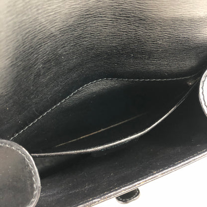 CELINE Logo Motif Leather Shoulder bag Black White Vintage ikpwf5