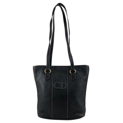 Christian Dior CD Logo Handbag Totebag Black Vintage 66ksm7
