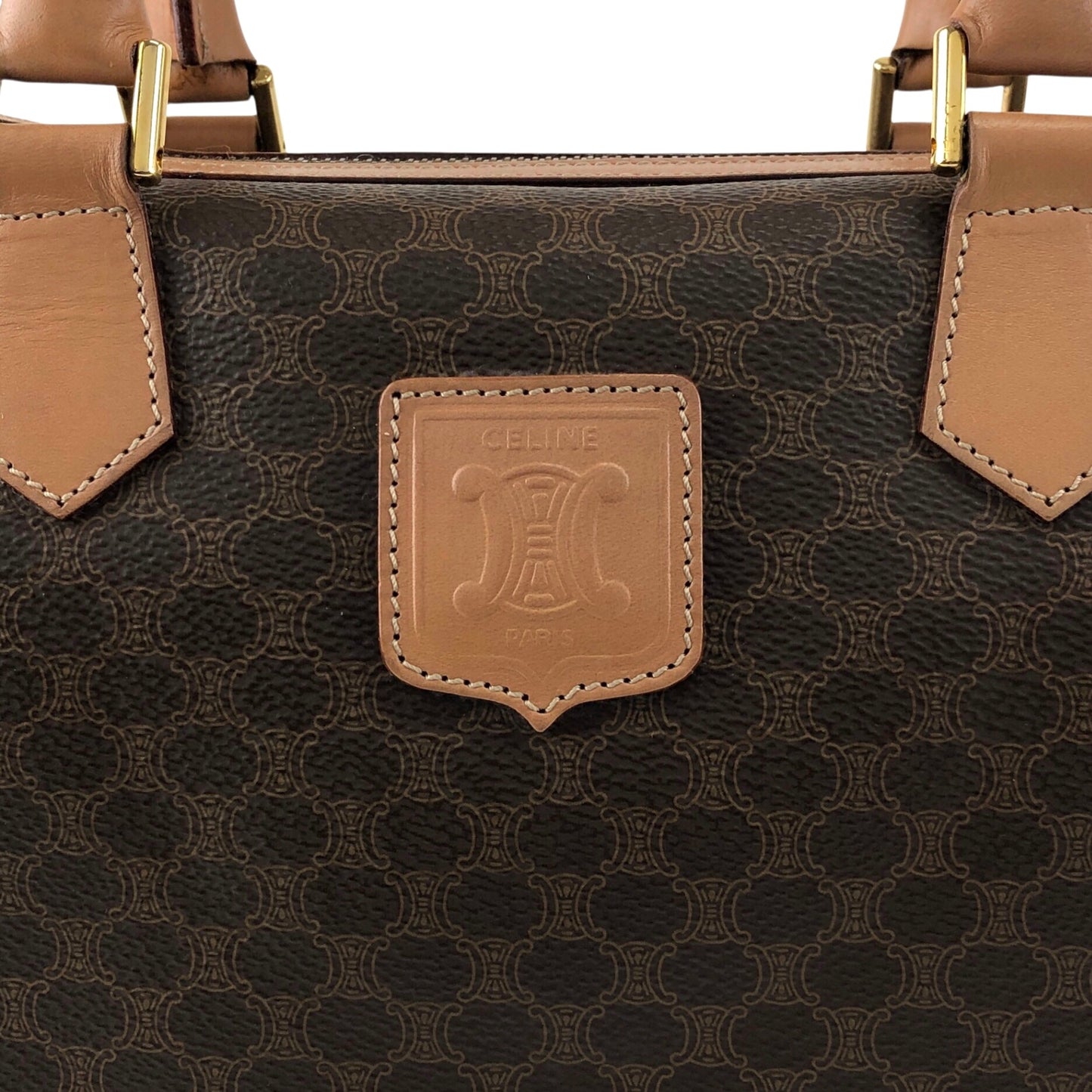CELINE Macadam Blason Two-way Small Boston bag Shoulder bag Brown Vintage bxb7p7