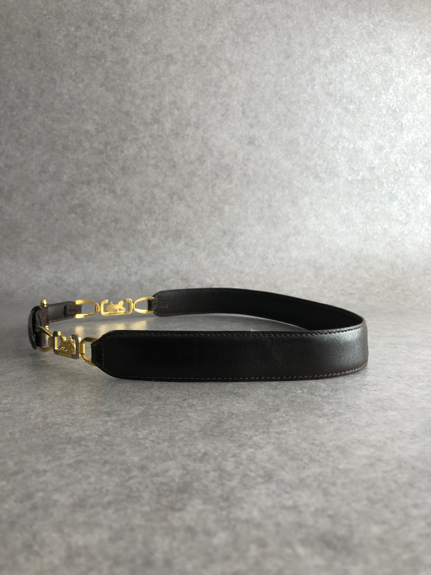 CELINE Horse Carriage Belt Black Vintage ykpypt