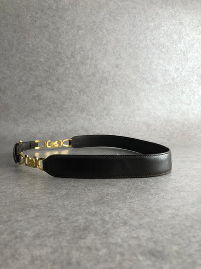 CELINE Horse Carriage Belt Black Vintage ykpypt