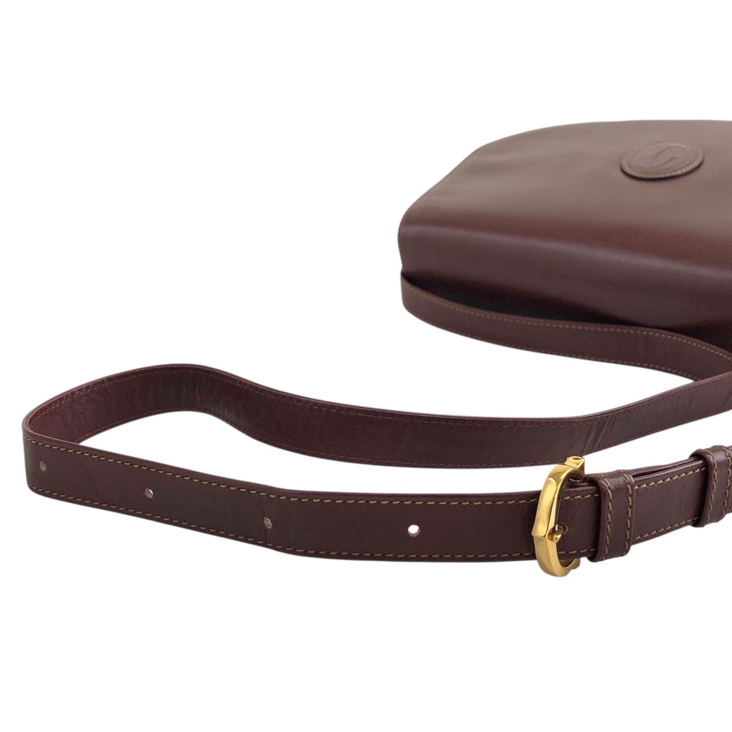 Cartier Logo Embossed Round Shoulder bag Bordeaux Vintage i6sky4