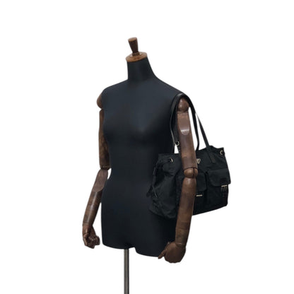 PRADA Triangle Logo Front Buckle  Totebag Black Vintage 7sstfx