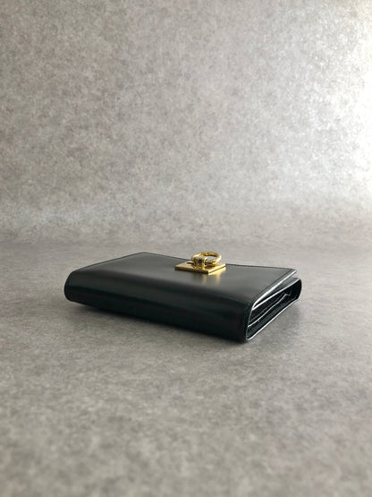 CELINE Gancini Trifold Wallet Black Vintage 6xspmn