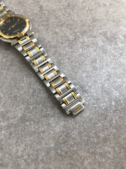 GUCCI Logo Quartz Watch Silver×Gold 9000M Vintage kfni2y