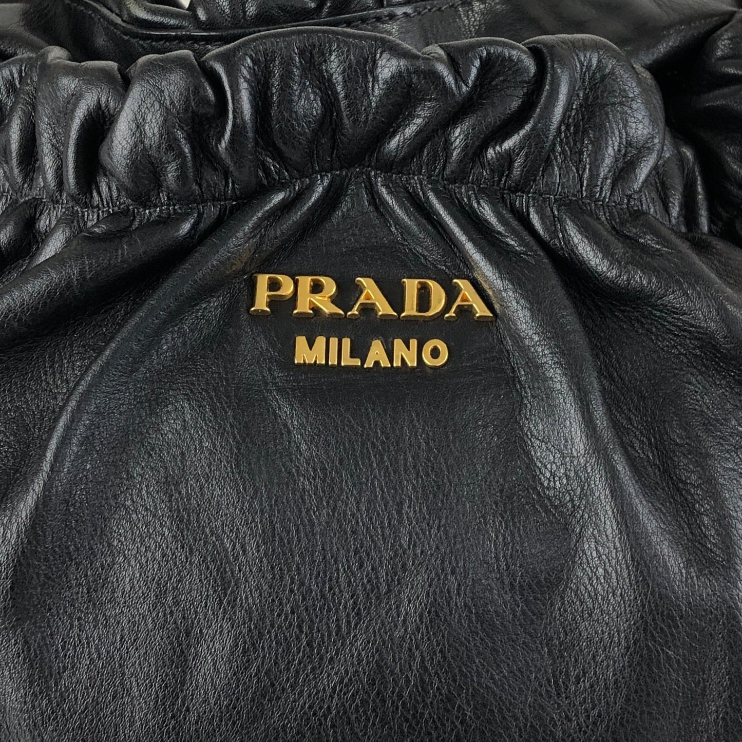 PRADA Logo Shoulder bag Hobobag Black Vintage ay6whk