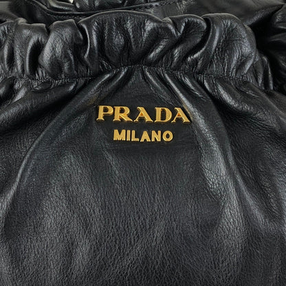 PRADA Logo Shoulder bag Hobobag Black Vintage ay6whk