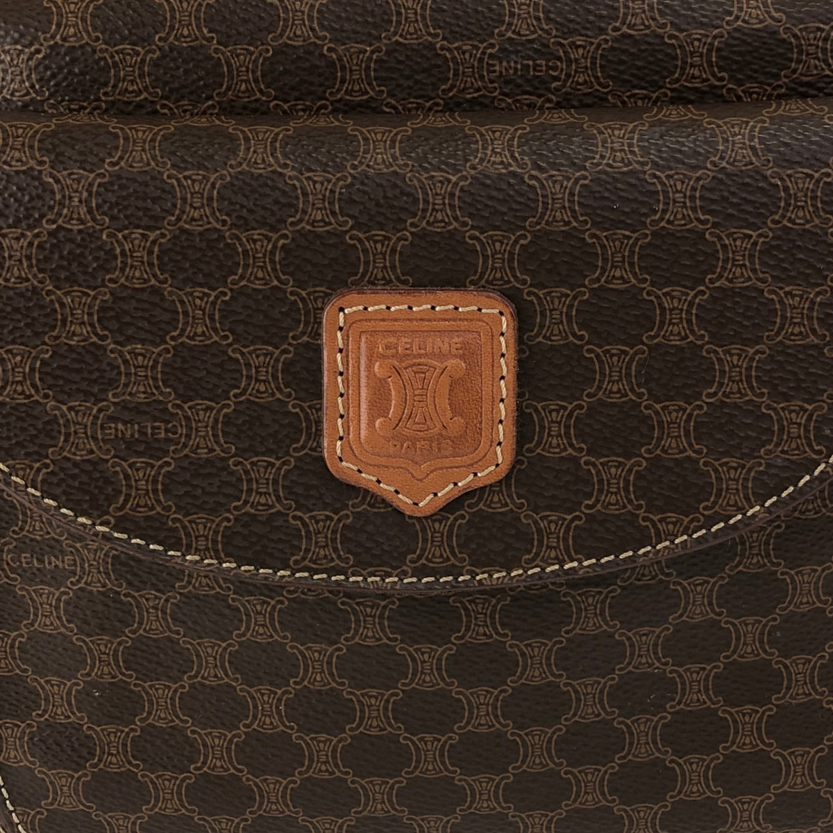 CELINE Macadam Blason Handbag Brown Vintage sw7bj6