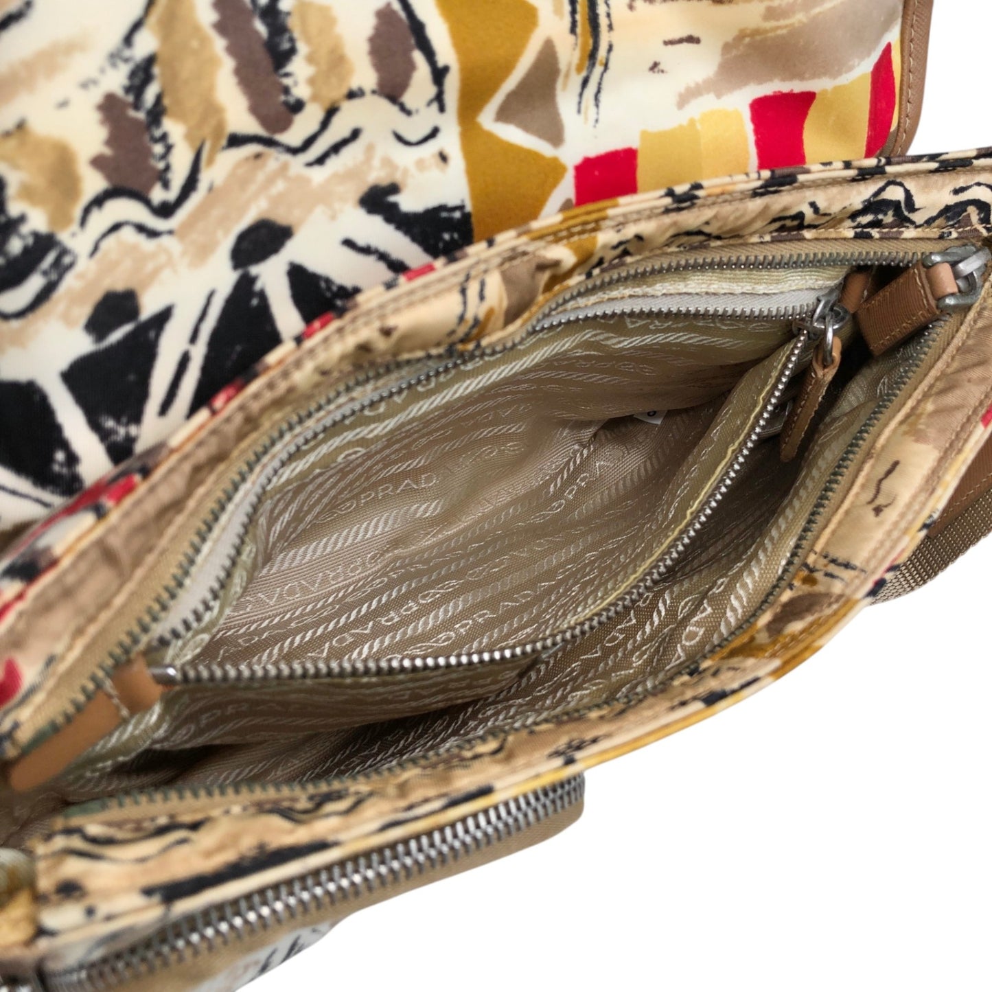 PRADA Front Buckle Shoulder bag White×Brown Vintage z5zzj2
