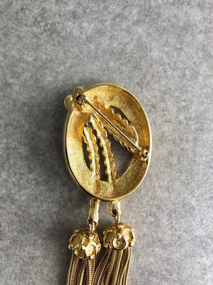 Christian Dior Tassel Brooch Gold Vintage t5dyy3