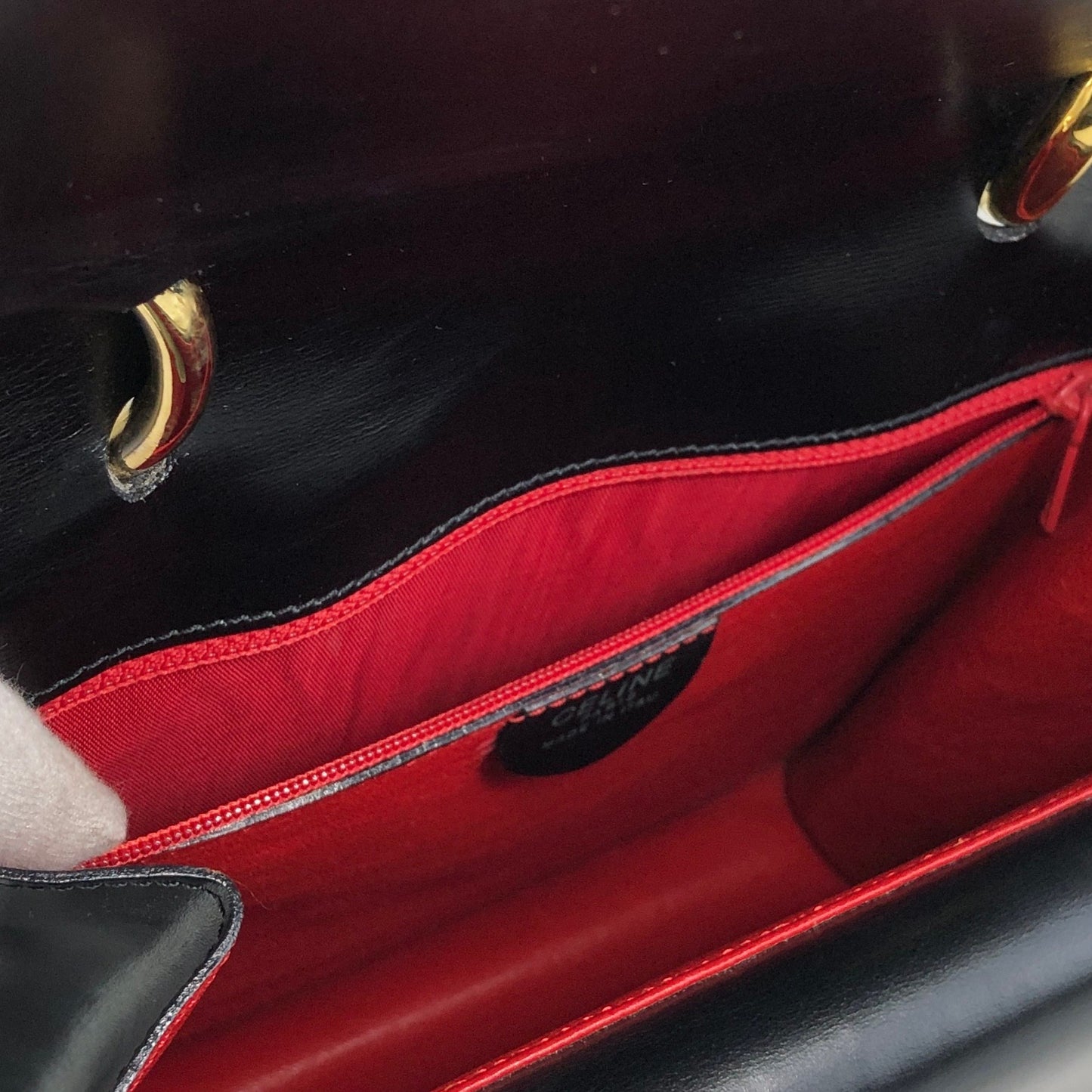 CELINE Gancini Handbag Black Vintage hkm3p8