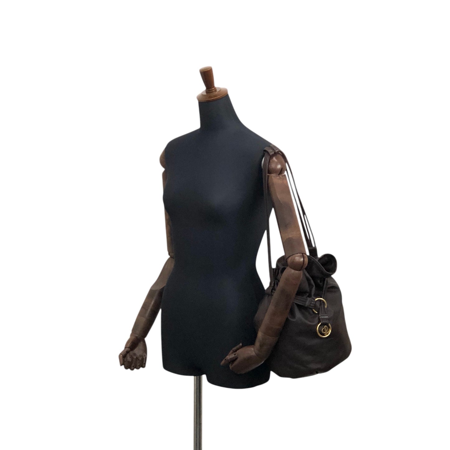 LOEWE Anagram Drawstring Shoulder bag Brown Vintage 7ep7z7