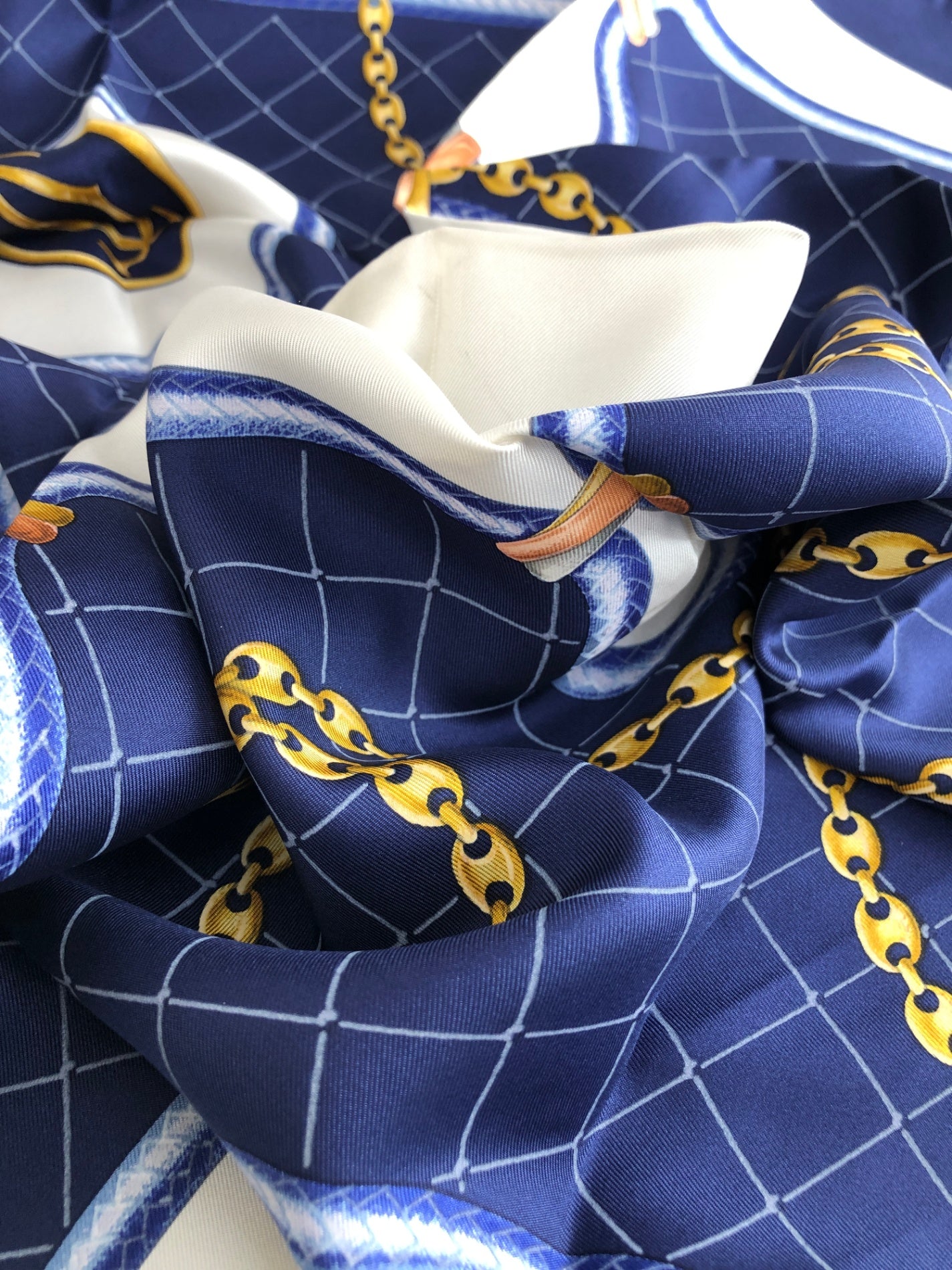 Cartier Scarf Blue×White Vintage xwy6zt