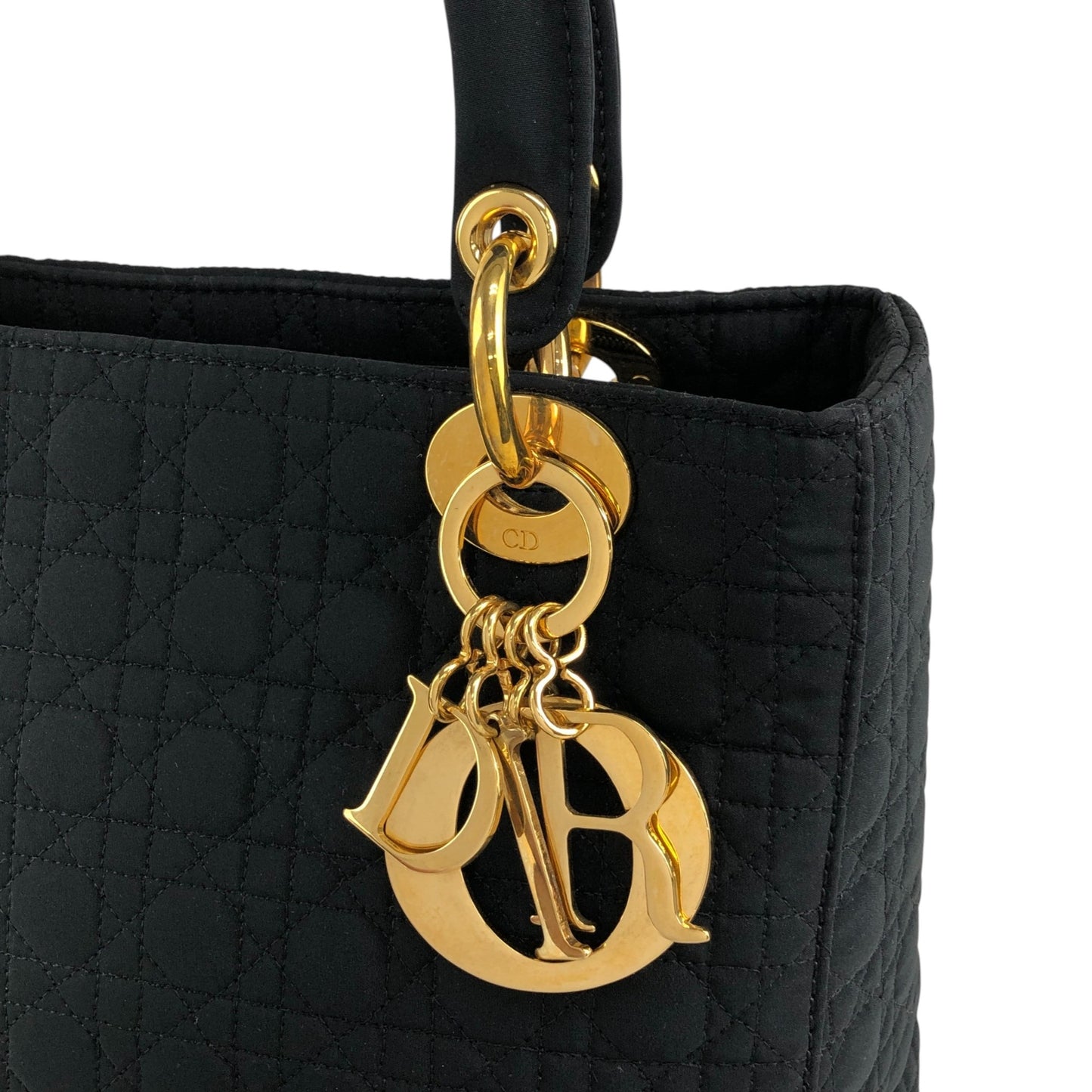 Christian Dior Lady Dior Cannage Charm Handbag Black Vintage 6egyhj
