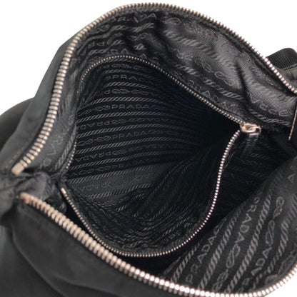 PRADA Tessuto Triangle Logo Shoulder bag Black Vintage ribjbv