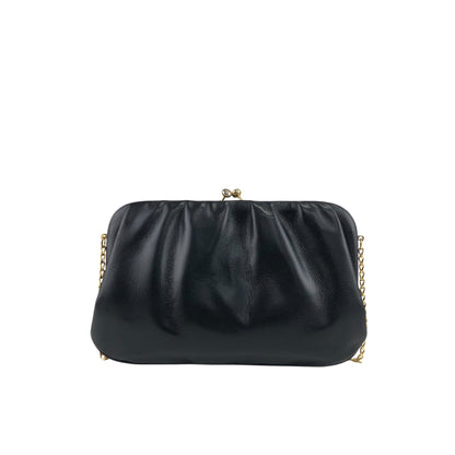 CELINE Blason Metal Clasp Chain Shoulder bag Black Vintage bfh6px
