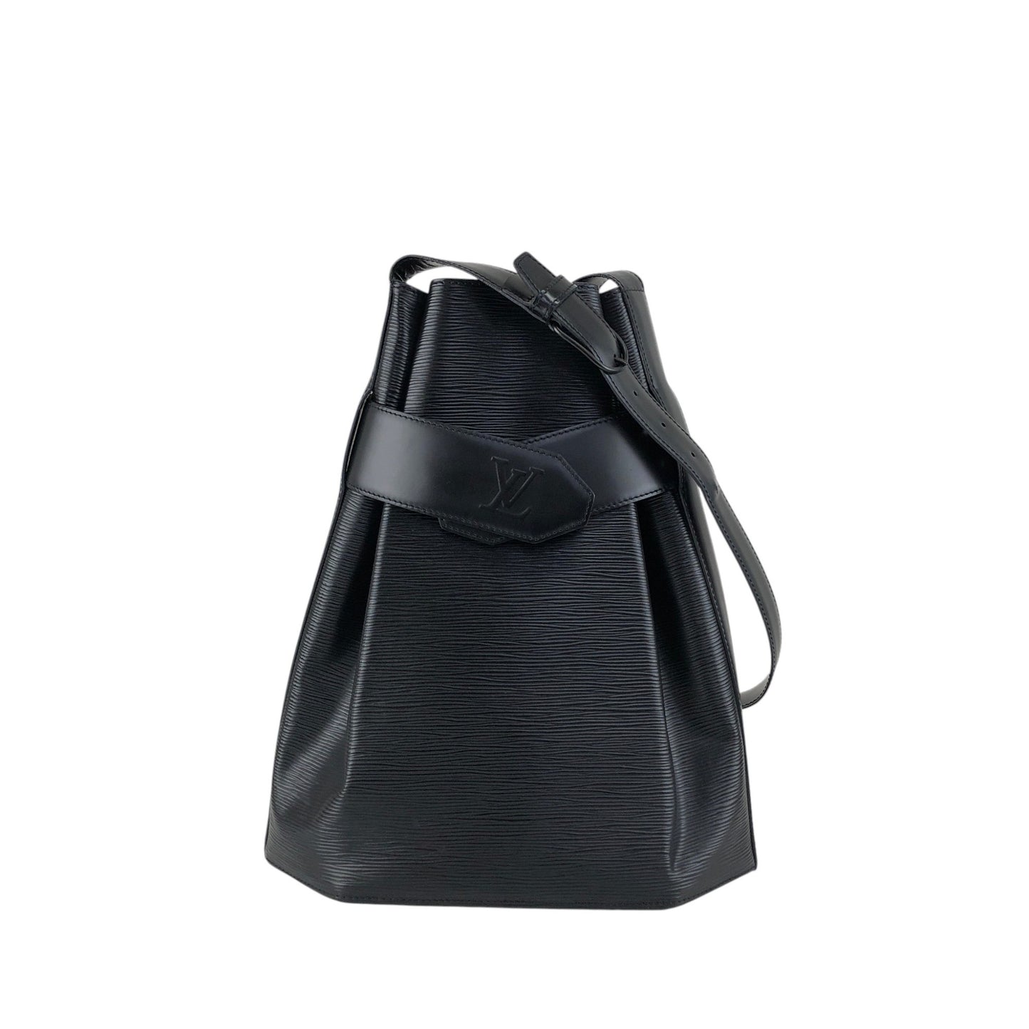 LOUIS VUITTON Epi Drawstring Shoulder bag Black Vintage b75b8t