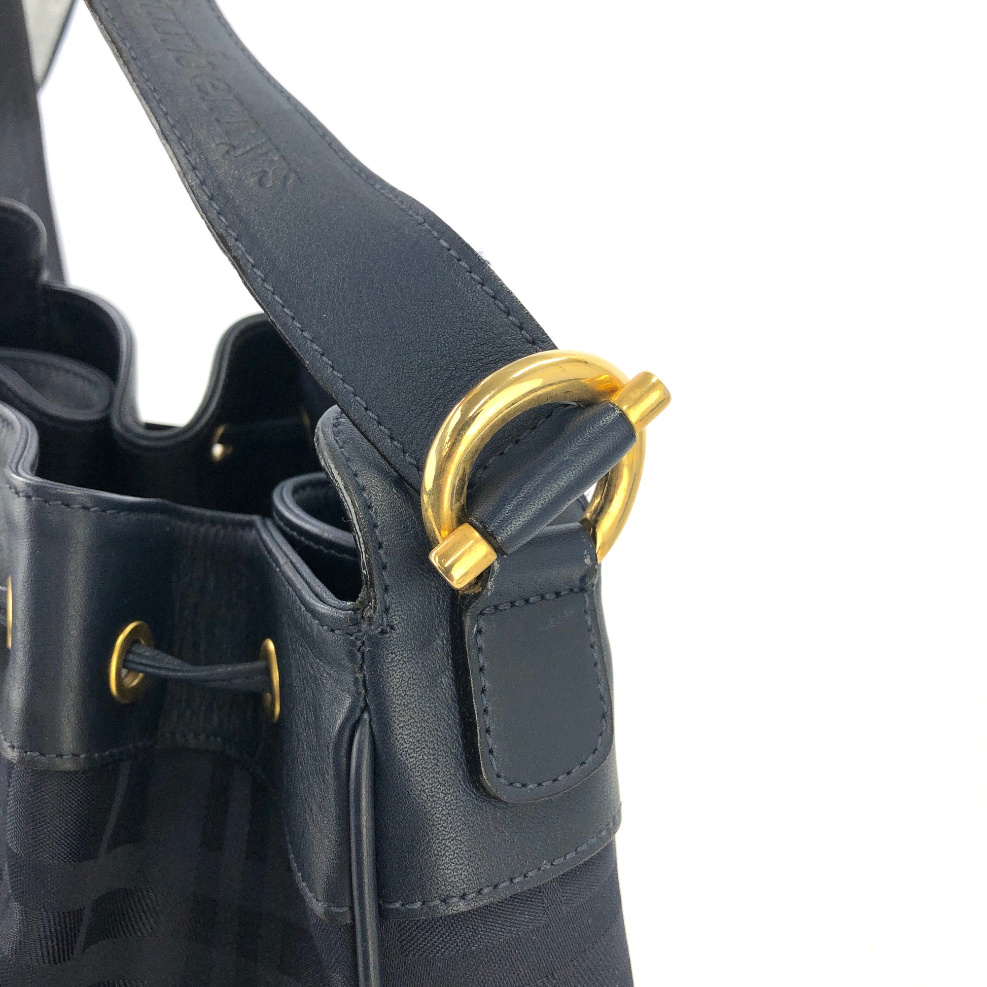 BURBERRY-Blue-Label-Canvas-Leather-Shoulder-Bag-Black-Beige
