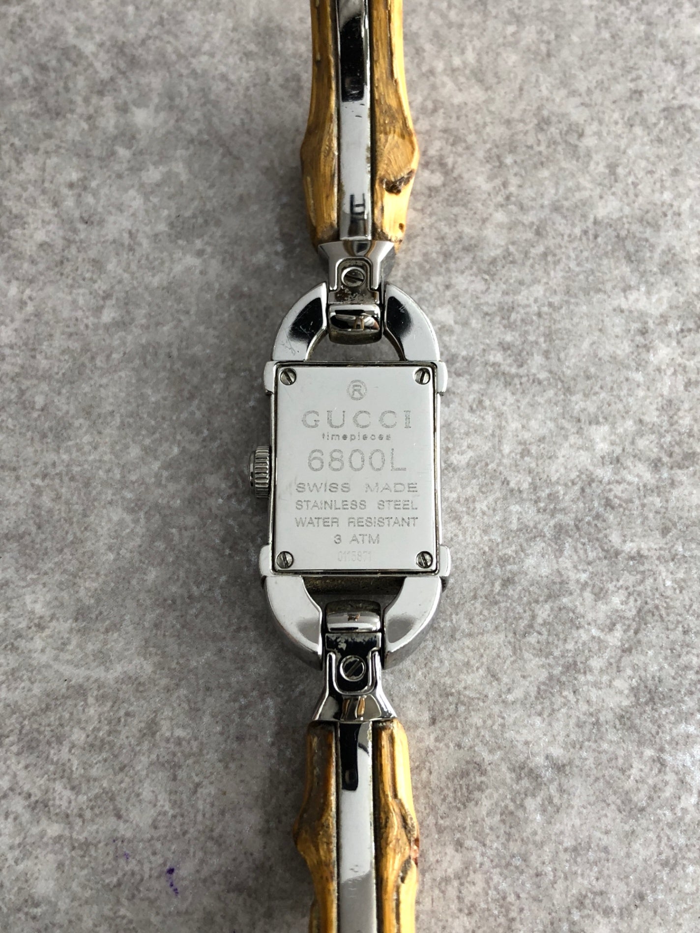 GUCCI Bamboo Quartz Watch Silver 6800L Vintage tckmwp