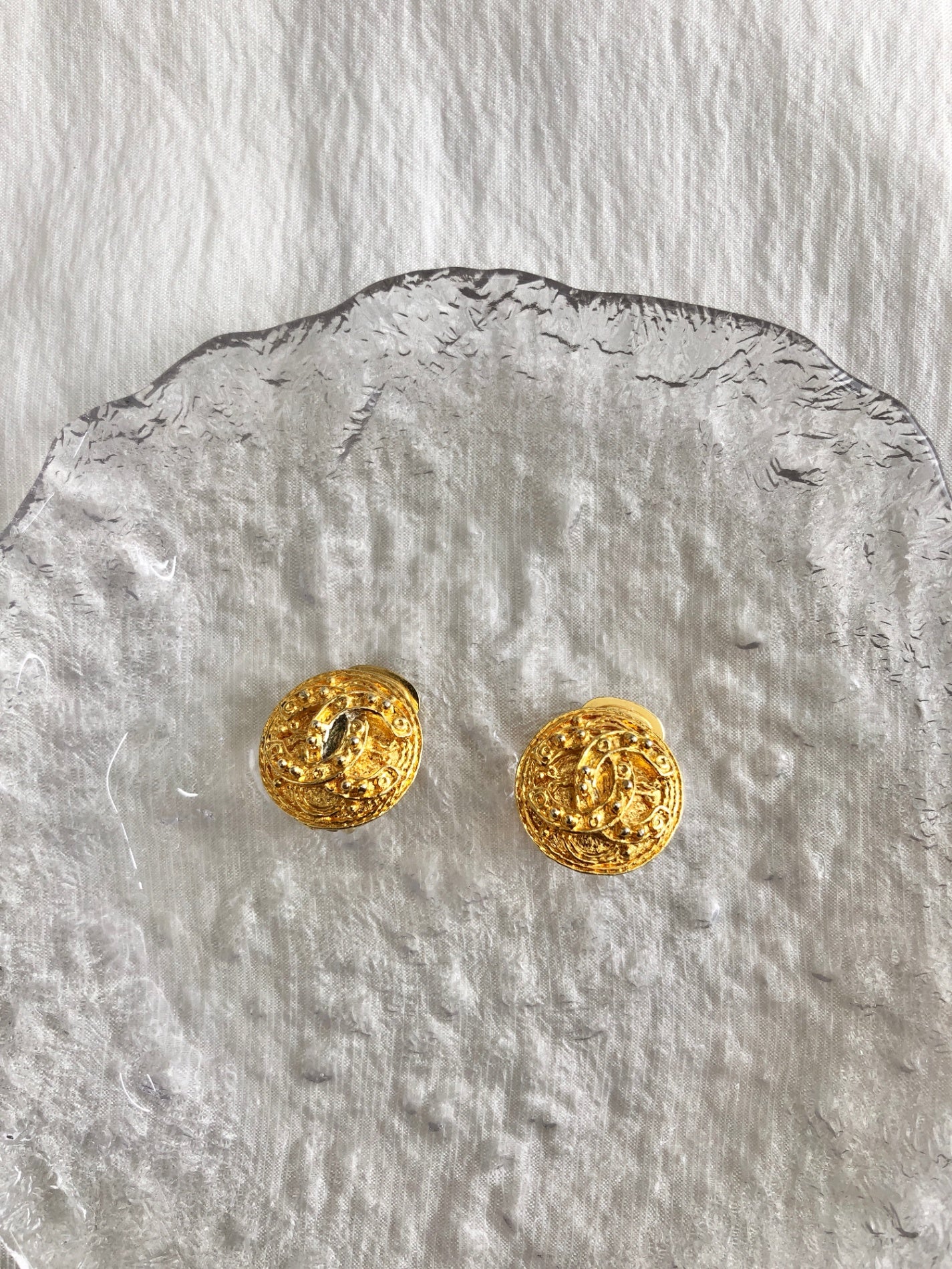 CHANEL Coco Mark Earrings Gold Vintage m28fxa