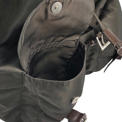 PRADA Tessuto Triangle Logo Double Pocket Backpack Khaki Vintage kyhxt3