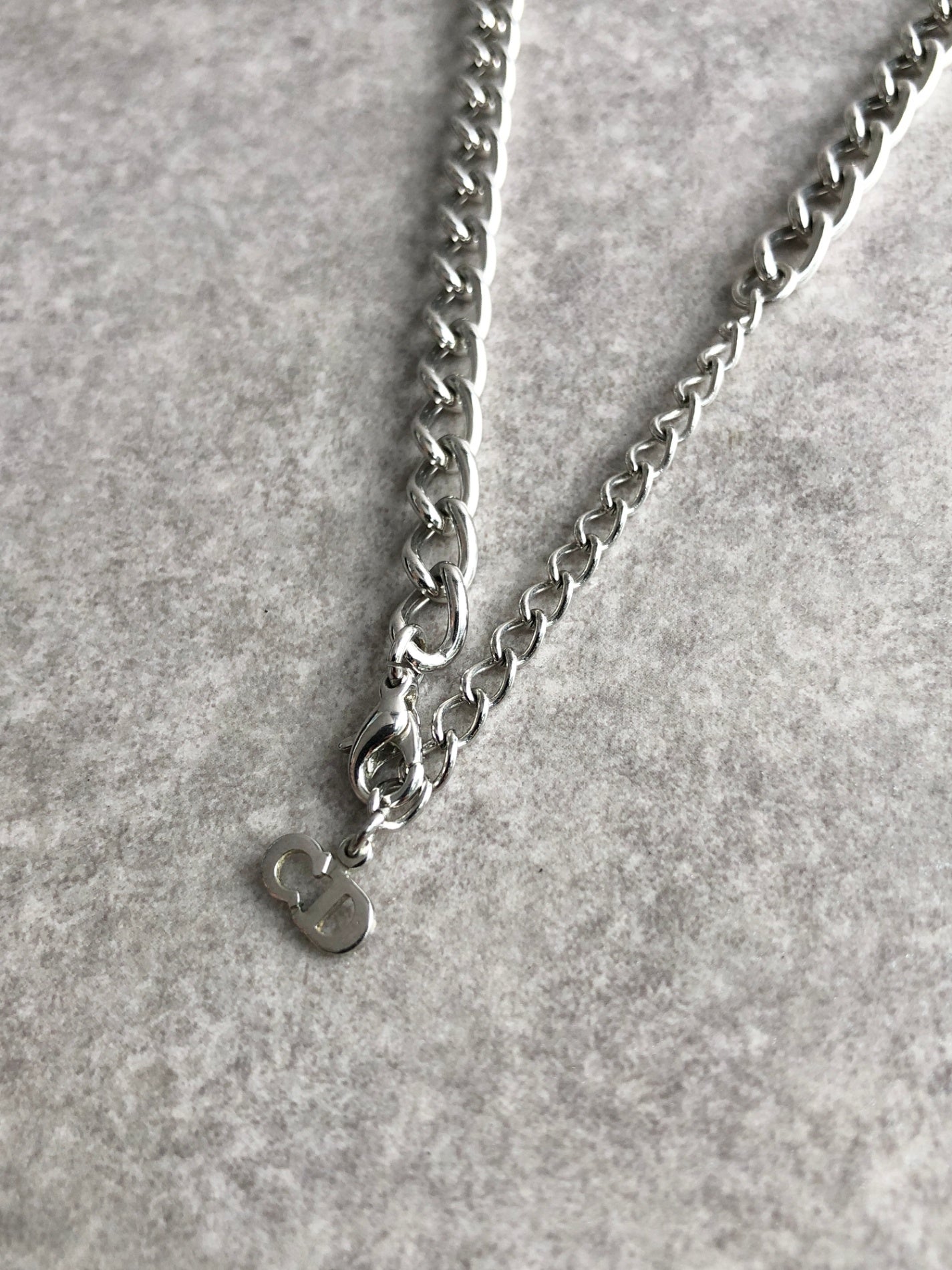 Christian Dior Logo Motif Necklace Silver Vintage ziaan3