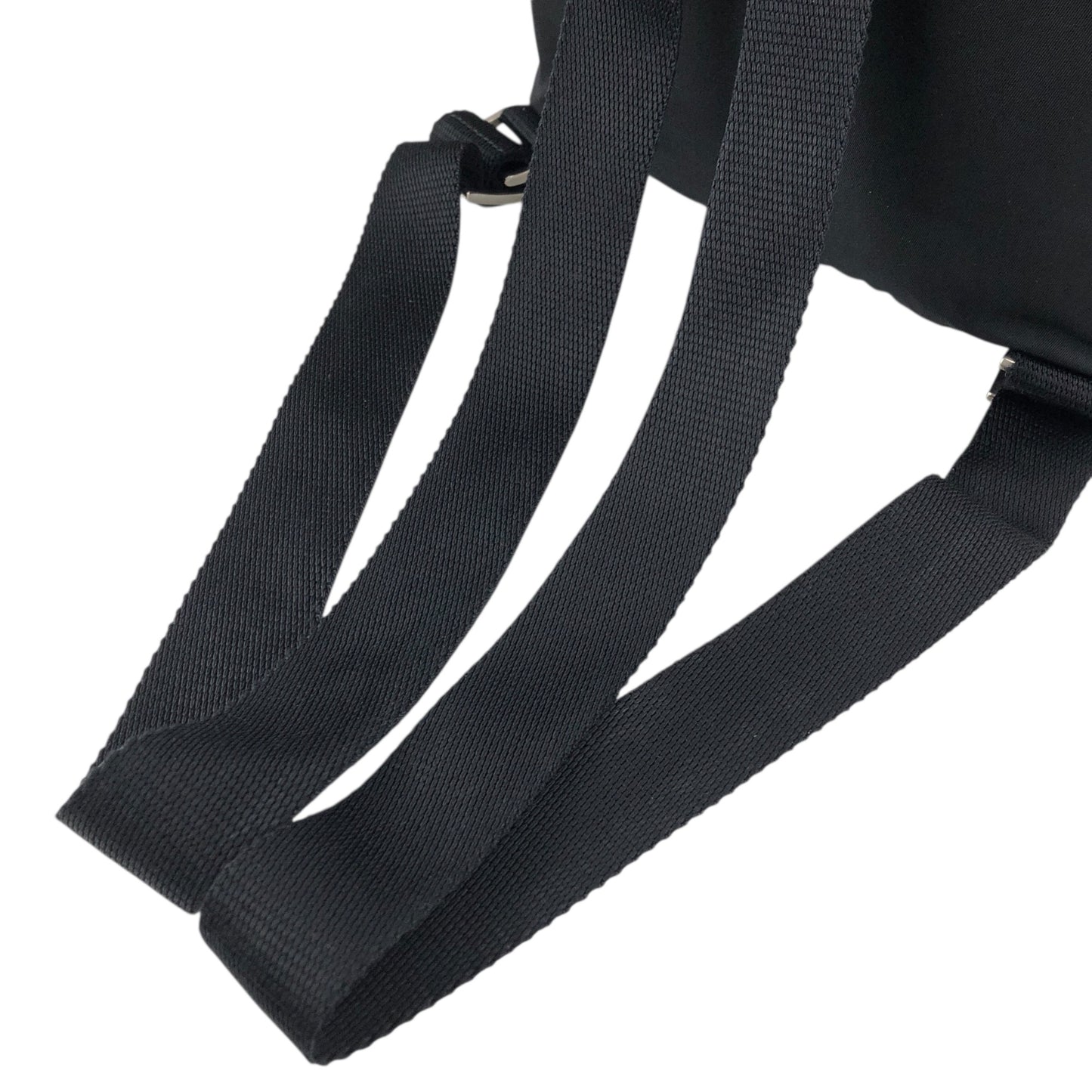 PRADA Tessuto Triangle Logo Double Pocket Backpack Black Vintage najw37