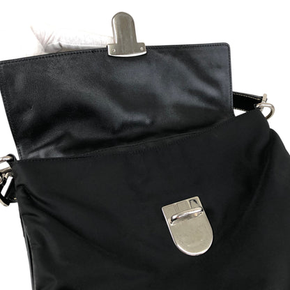 PRADA Triangle Logo Push lock Shoulder bag Black Vintage kcukna