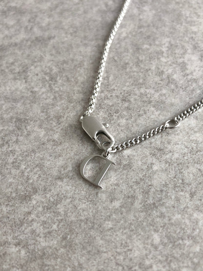 Christian Dior Logo Horseshoe Necklace Silver Vintage 7tfa27