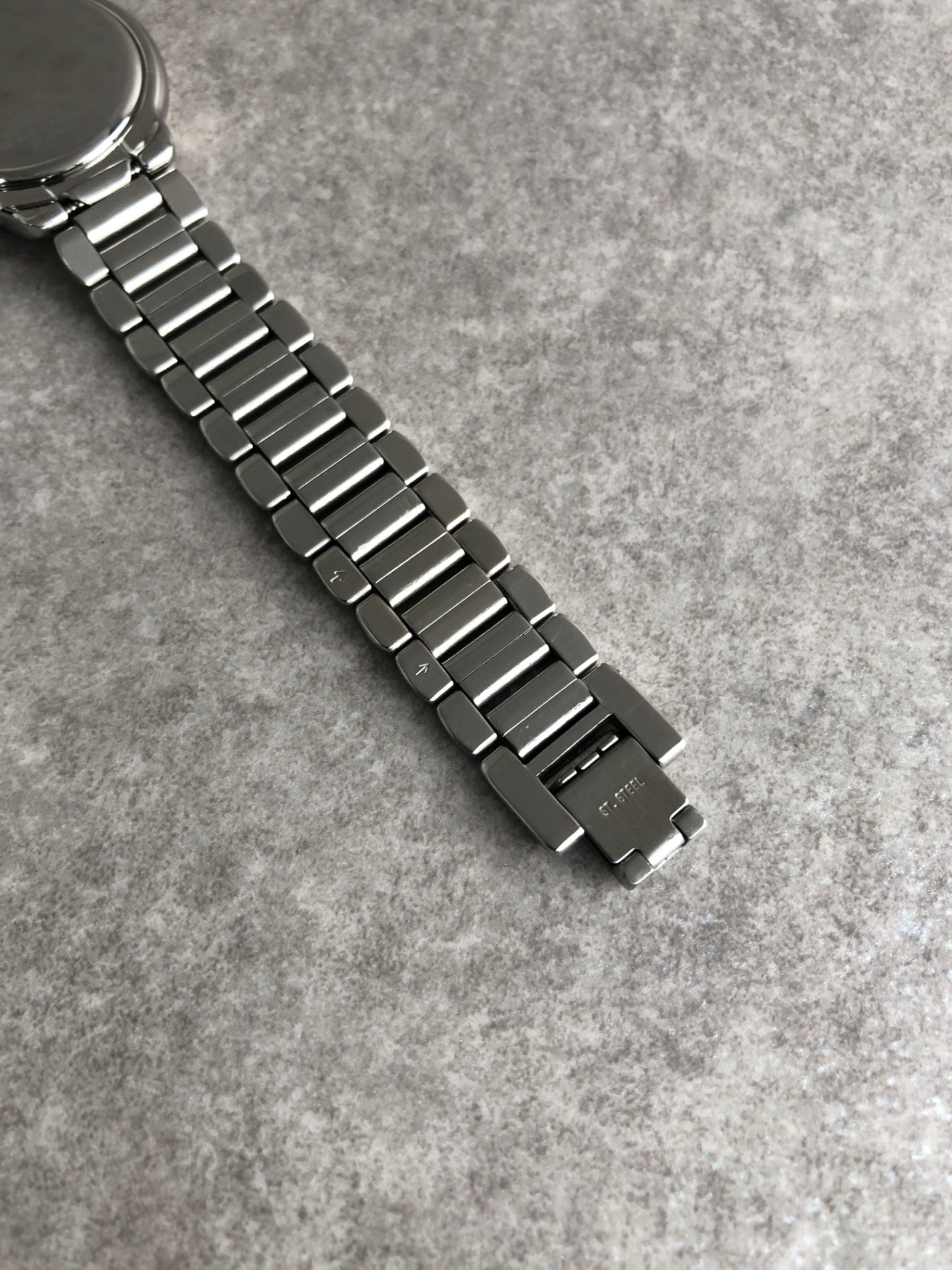 Yves Saint Laurent YSL Logo Quartz Watch Silver×Blue 6031-G11246 Vintage rcren6