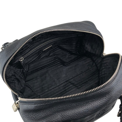 PRADA Logo Embossed Small Boston bag Handbag Black Vintage 6kdc52