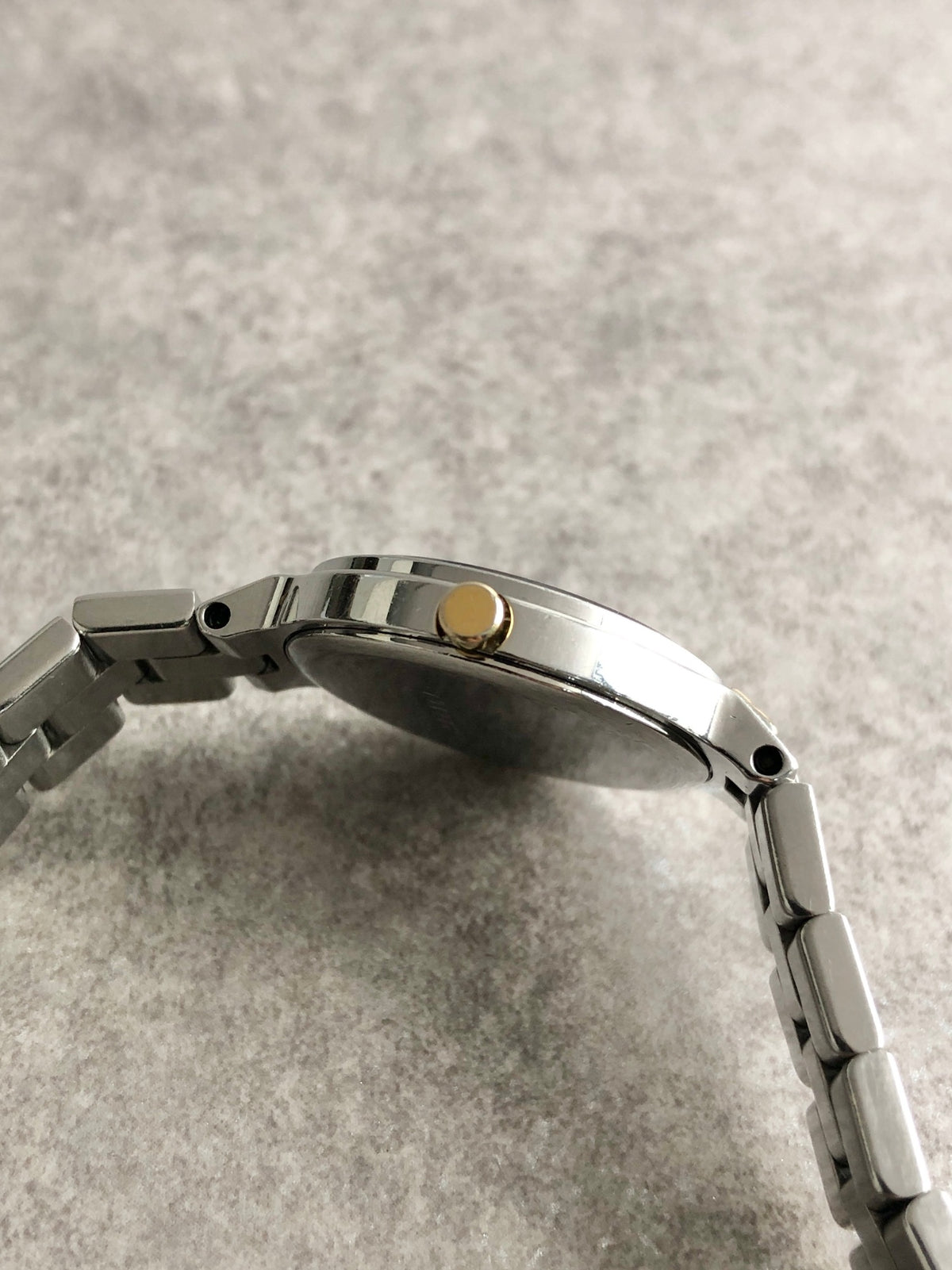 Yves Saint Laurent YSL Logo Quartz Watch Silver×Blue Vintage g2xkhm