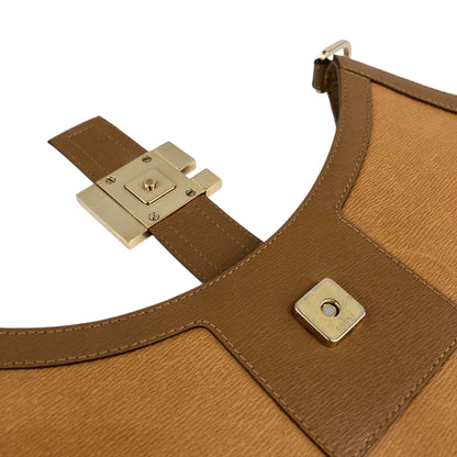 GUCCI Logo Buckle Shoulder bag Brown Vintage hry8in
