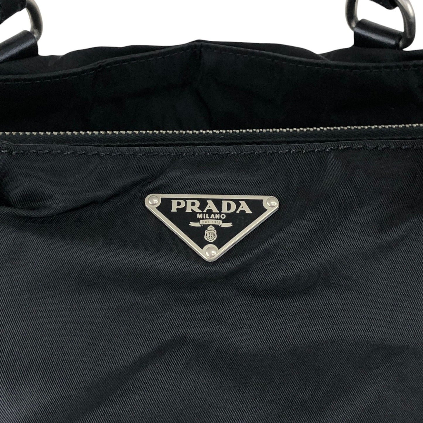PRADA Tessuto Triangle Logo Totebag Black Vintage 4f8fnv