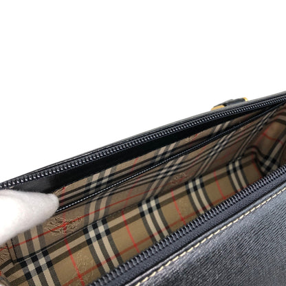 BURBERRY Logo Handbag Black Vintage vfc26w